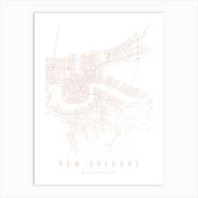New Orelans Louisiana Light Pink Minimal Street Map Art Print