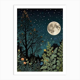 Night In The Forest Style William Morris 1 Art Print 1 Art Print