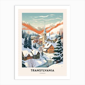 Vintage Winter Travel Poster Transylvania Romania 2 Art Print