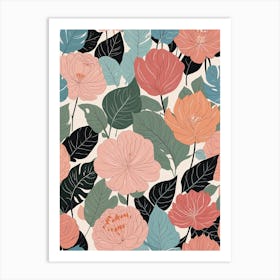 Pink Floral Pattern Art Print