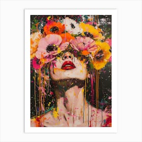 Flowers On Her Head Art Print