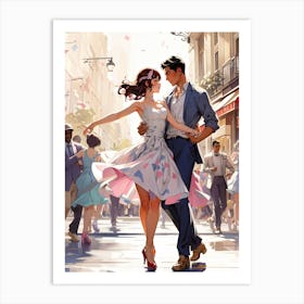 Couple Dancing In The Street 2 Art Print