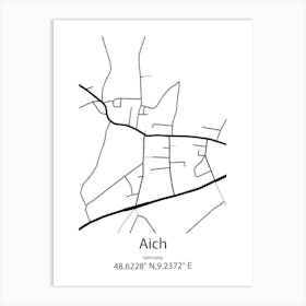 Aich,Germany Minimalist Map Art Print