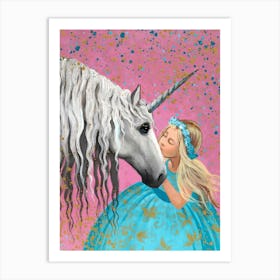 Unicorn And Princess 3 Art Print