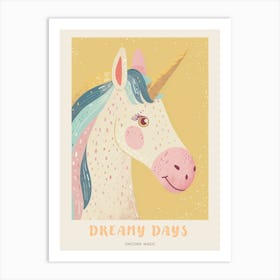 Pastel Storybook Style Unicorn 5 Poster Art Print