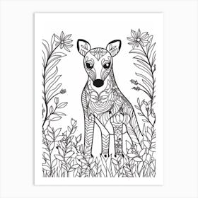 Line Art Jungle Animal Tapir 1 Art Print