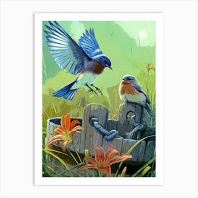 Blue Birds Art Print