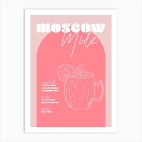 Vintage Retro Inspired Moscow Mule Recipe Pink And Dark Pink Art Print