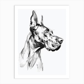 Doberman Dog Charcoal Line 1 Art Print