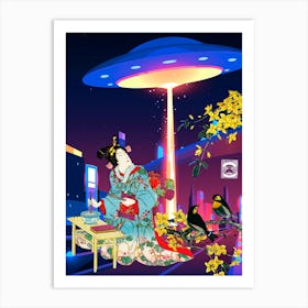 Ufo - Synthwave Space: ukiyo-e #2 Art Print