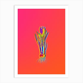 Neon Spring Crocus Botanical in Hot Pink and Electric Blue n.0185 Art Print