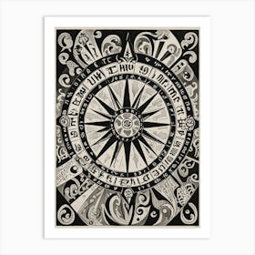 Wheel OF Fortune In Black And White Art Print