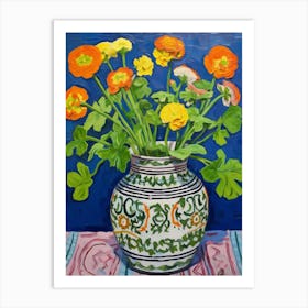 Flowers In A Vase Still Life Painting Portulaca 1 Art Print