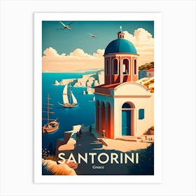 Santorini Greece Retro Travel Art Print