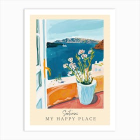 My Happy Place Santorini 4 Travel Poster Art Print