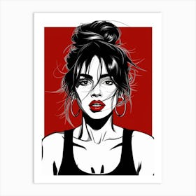 Girl With Red Lipstick Art Print