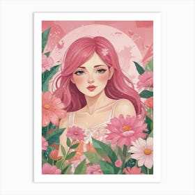 Pink Hair Girl Art Print