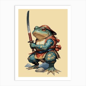 Samurai Frog Warrior With Katana Art Print