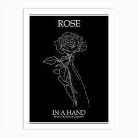 Rose In A Hand Line Drawing 3 Poster Inverted Art Print