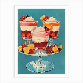 Strawberry Trifle With Jelly Vintage Cookbook Inspired 3 Art Print