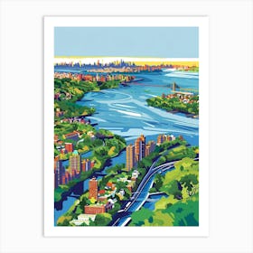 Pelham Bay New York Colourful Silkscreen Illustration 4 Art Print