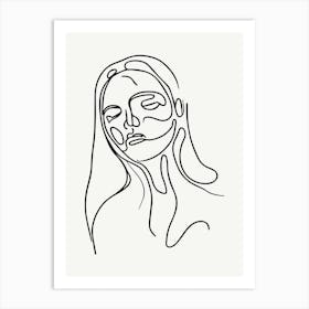 Portrait Of A Woman Monoline Illustration Art Print