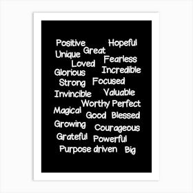 Positive affirmations 1 Art Print