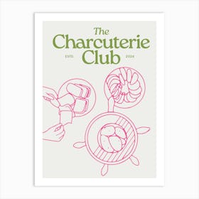 The Charcuterie Club Print Green & Pink Art Print