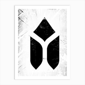 Arrow Graphically Depicted With Stark Contrast Between Its White Directional Mark And The Black Abst Art Print