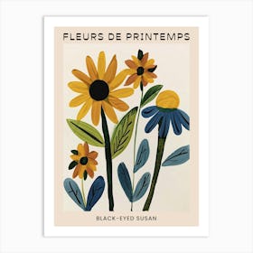 Spring Floral French Poster  Black Eyed Susan 2 Art Print