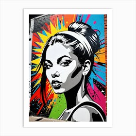 Graffiti Mural Of Beautiful Hip Hop Girl 46 Art Print