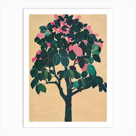 Teak Tree Colourful Illustration 2 Art Print