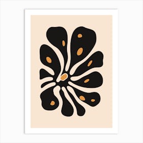 Flower - Black And Orange Art Print