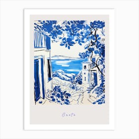 Crete Greece 4 Mediterranean Blue Drawing Poster Art Print