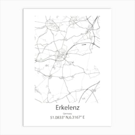 Erkelenz,Germany Minimalist Map Art Print