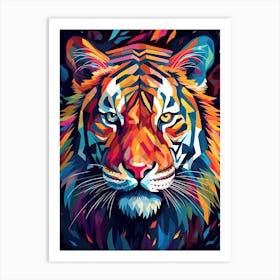 Tiger Art In Cubistic Style 3 Art Print