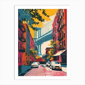 Williamsburg New York Colourful Silkscreen Illustration 1 Art Print