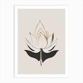 Lotus Flower In Garden Retro Minimal 6 Art Print