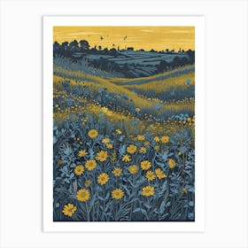 Sunflower field - Vincent van Gogh Style Art Print