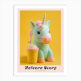 Toy Unicorn & A Milkshake Yellow Poster Art Print