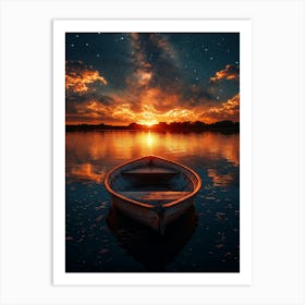 Sunset In A Boat 4 Art Print