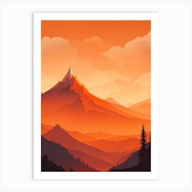 Misty Mountains Vertical Composition In Orange Tone 26 Art Print