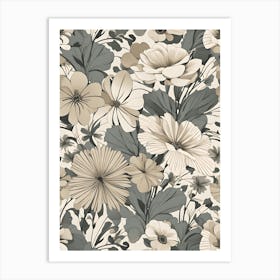 Floral Pattern in Beige Art Print