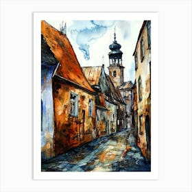 Old Riga, Latvia, Painting, Illustration Art Print