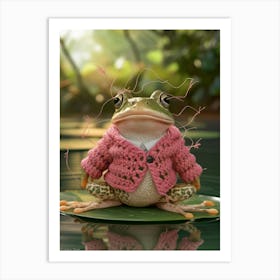 Frog In Pink Sweater 1 Art Print