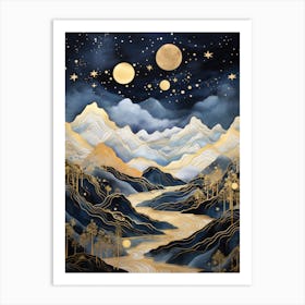 Moonlight In The Mountains Art Print