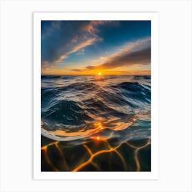 Sunset Over The Ocean -Reimagined 1 Art Print