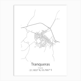 Tranqueras,Uruguay Minimalist Map Art Print