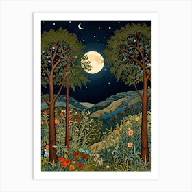 William Morris Moonlight In The Woods 106 Art Print