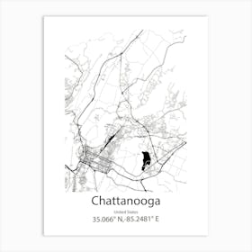 Chattanooga,United States Minimalist Map Art Print